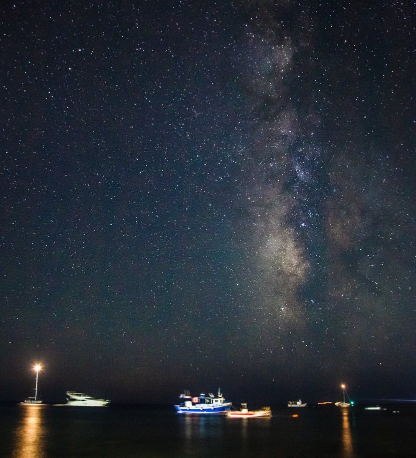 Stars and boats, Santorini, Greece. © Olaf Reinen, Santorini Photo Tours